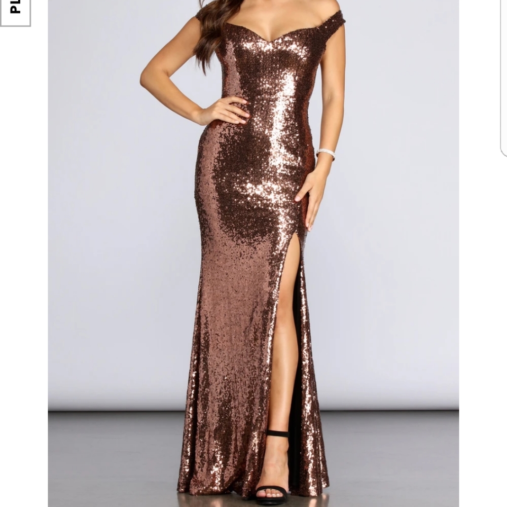 Windsor copper sequin gown